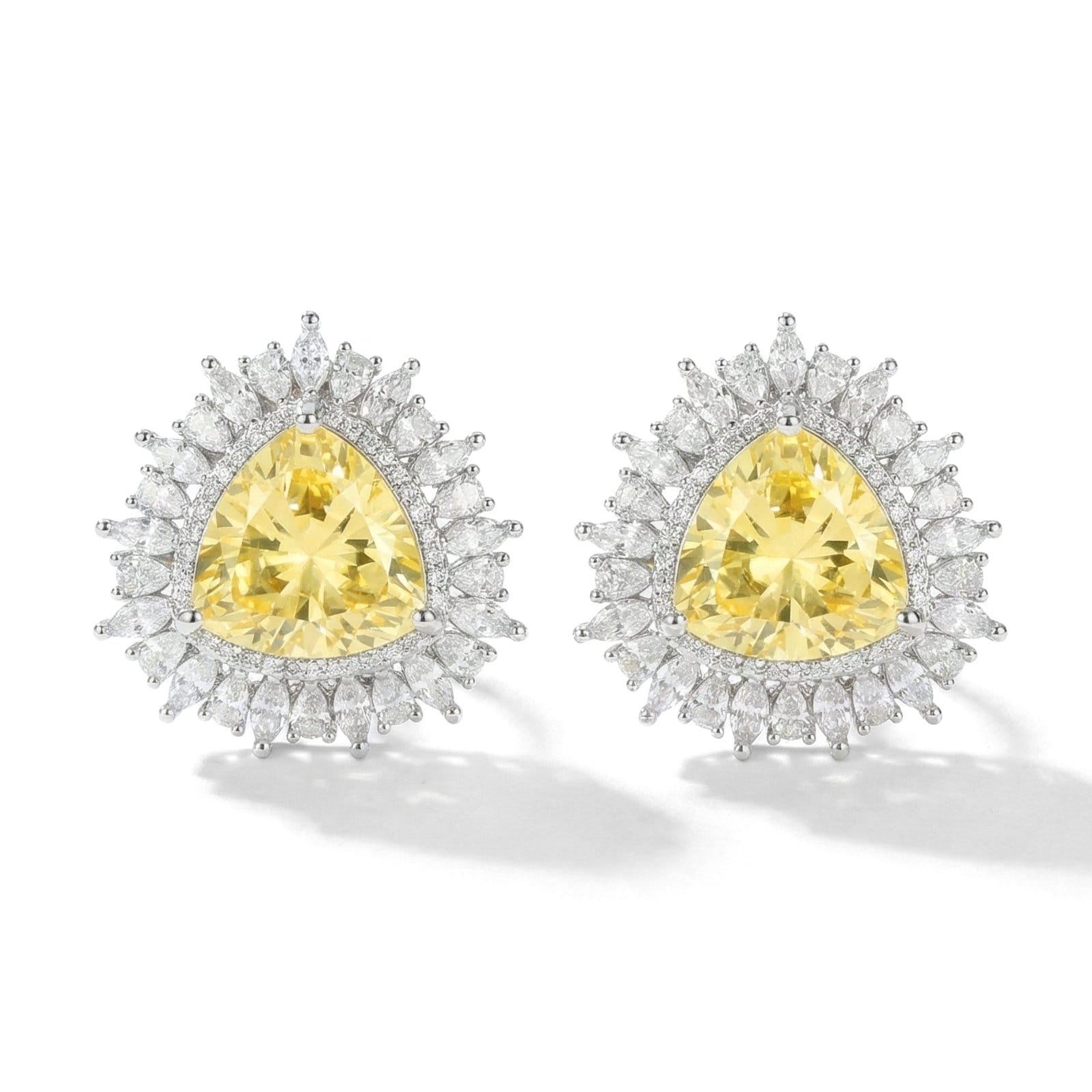 Radiant Trillion Halo Stud Earrings