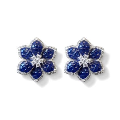 Floral CZ Halo Stud Earrings
